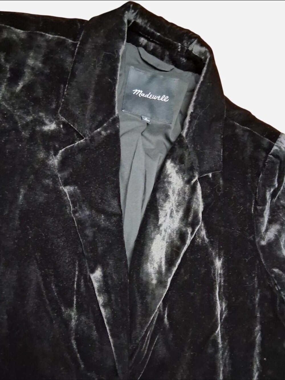 Madewell Oversized Black Velvet Blazer Coat 2 Button Size Small